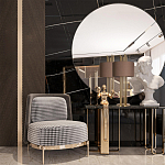 Настольная лампа с цилиндрическим абажуром из коричневой ткани и золотыми трубочками Brown Aura варинант исполнения - 4 | Loft Concept в Волгограде