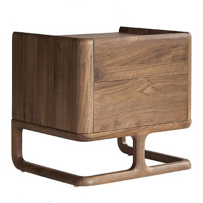 Прикроватный деревянный столик с 2-мя ящиками Moon Walnut Furniture Орех Прикроватный деревянный столик с 2-мя ящиками Moon Walnut Furniture Орех в Волгограде | Loft Concept