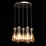 Люстра с 7-ю прозрачными плафонами из стекла в форме капли на круглом потолочном основании цвета хром Lucid Rain  варинант исполнения - 3 | Loft Concept в Волгограде