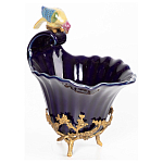 Чаша темно-синего цвета из фарфора с разноцветной птичкой Eden Garden porcelain and bronze варинант исполнения - 12 | Loft Concept в Волгограде