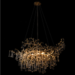 Подвесная люстра в виде ветвей деревьев золотого цвета с прозрачными подвесками-каплями 10 и 14 ламп Droplet Chandelier варинант исполнения - 4 | Loft Concept в Волгограде