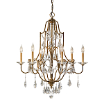 Люстра в бронзовом цвете с 6-ю лампами в форме свечей со стеклянными подвесками в классическом стиле Feiss варинант исполнения - 1 | Loft Concept в Волгограде