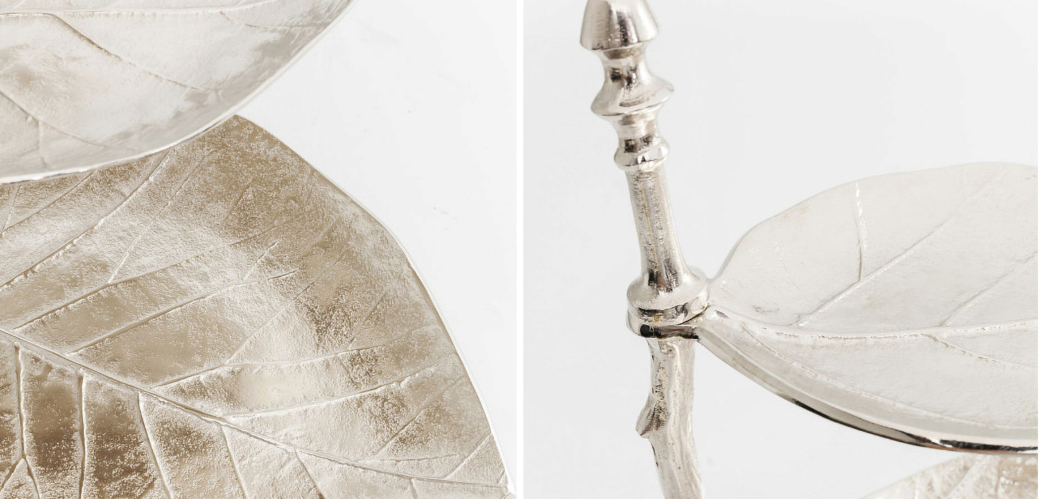 Блюдо трёхъярусное Chrome Leaves Блюдо трёхъярусное Chrome Leaves - Loft-Concept в Волгограде