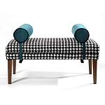 Банкетка Banquette PIED DE POULE с принтом гусиная лапка и синими подлокотниками  варинант исполнения - 1 | Loft Concept в Волгограде