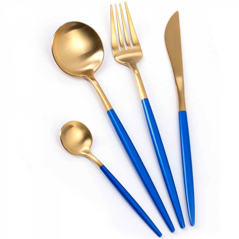 Столовые приборы Gold and Blue Золотой Синий Столовые приборы Gold and Blue Золотой Синий в Волгограде | Loft Concept