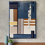 Панно из шнура Синяя геометрическая абстракция wall panel line Blue варинант исполнения - 1 | Loft Concept в Волгограде
