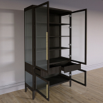 Витрина Primo со стеклянными фасадами и 2 ящиками Темный орех варинант исполнения - 6 | Loft Concept в Волгограде