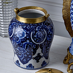 Ваза с насыщенным синим орнаментом и золотой крышкой Blue & White Ornament  варинант исполнения - 4 | Loft Concept в Волгограде