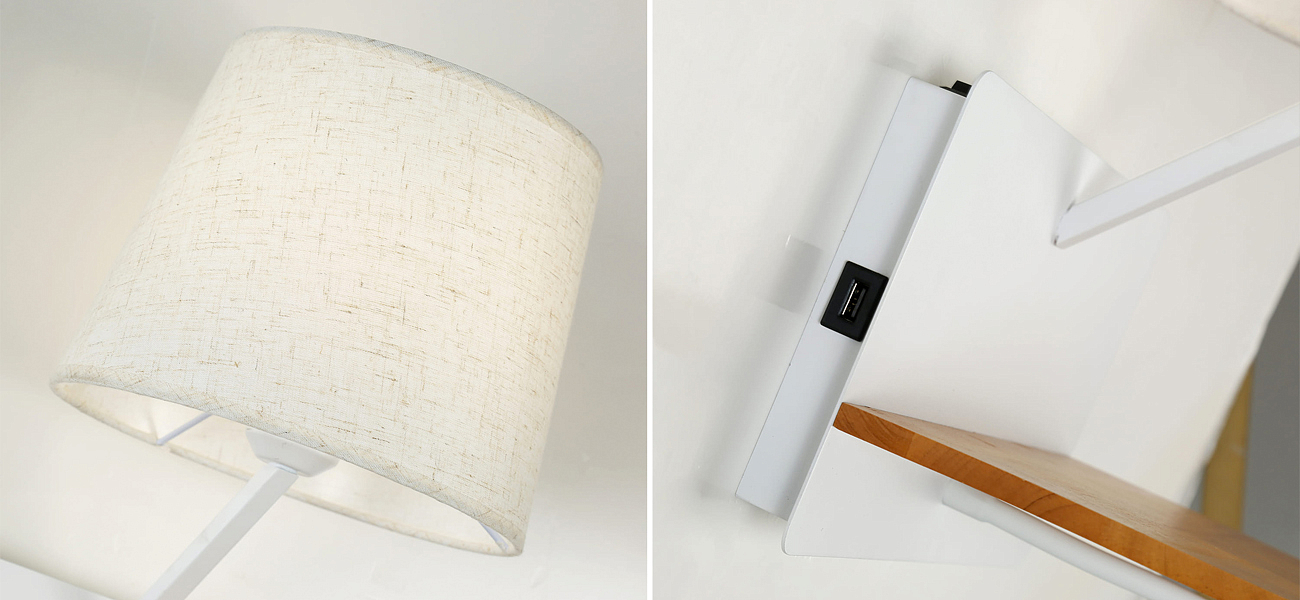Бра с абажуром и гибким спотом Trumpet Wall White USB Бра с абажуром и гибким спотом Trumpet Wall White USB - Loft-Concept в Волгограде
