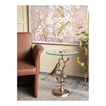 Столик с круглой стеклянной столешницей и корпусом в виде двух павлинов на ветке Table Two Peacocks варинант исполнения - 7 | Loft Concept в Волгограде