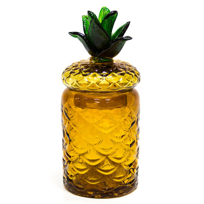 Ваза с крышкой Pineapple Transparent Amber M Янтарь (Amber) Зеленый в Волгограде | Loft Concept 