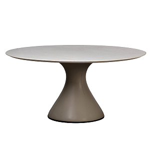 Стол обеденный круглый мраморный на бежевом основании Valedmir