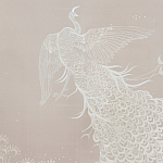 Обои ручная роспись в стиле Арт-деко Whistler Peacocks Special Colourway on Almost Mauve dyed silk варинант исполнения - 1 | Loft Concept в Волгограде