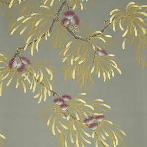 Обои ручная роспись Silk Tree Colourway SC-80 on Pale Grey dyed silk