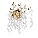 Бра золотого цвета с ветвями и белыми овальными стеклянными подвесками Droplet Chandelier варинант исполнения - 1 | Loft Concept в Волгограде