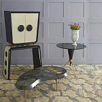 Дизайнерский журнальный столик с круглой столешницей на золотых ножках Risenbix варинант исполнения - 1 | Loft Concept в Волгограде