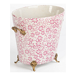 Кашпо из белого фарфора с розовым цветочным орнаментом Eden Garden варинант исполнения - 2 | Loft Concept в Волгограде