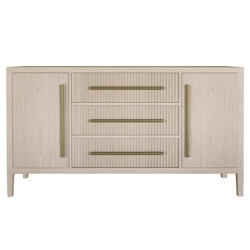 Буфет Primo с тремя ящиками и двумя фасадами Светлый дуб Древесина Золотой в Волгограде | Loft Concept 