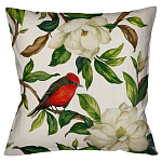 Декоративная подушка бежевая с изображением птиц и цветов Blooming Birds варинант исполнения - 1 | Loft Concept в Волгограде