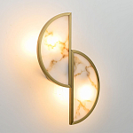 Бра с двумя полукруглыми плафонами из искусственного алебастра в бронзовой оправе Marbella варинант исполнения - 3 | Loft Concept в Волгограде