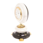 Часы настольные бронзовые из натуральных камней Мрамор и Змеевик Stone Clock варинант исполнения - 2 | Loft Concept в Волгограде
