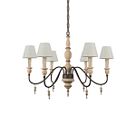 Люстра на металлическом основании с 6-ю белыми тканевыми абажурами Terrain варинант исполнения - 2 | Loft Concept в Волгограде