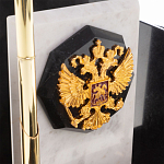 Настольный письменный набор из мрамора и змеевика с гербом России Marble Accessory варинант исполнения - 3 | Loft Concept в Волгограде