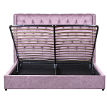 Кровать двуспальная фиолетовая с основанием из массива дерева с мягким изголовьем Velour Beds варинант исполнения - 3 | Loft Concept в Волгограде