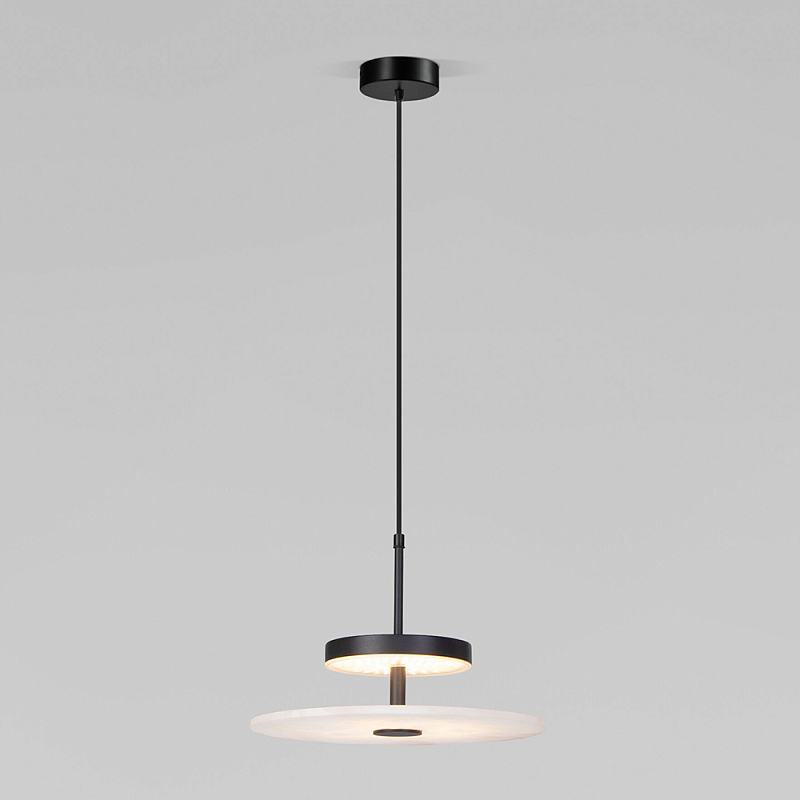 Светодиодный подвесной светильник черный с мраморным рассеивателем Черный Белый Мрамор Bianco в Волгограде | Loft Concept 