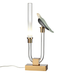 Настольная лампа с прозрачной трубкой и декоративной фигуркой птицы на бронзовой подставке Ganthea варинант исполнения - 2 | Loft Concept в Волгограде