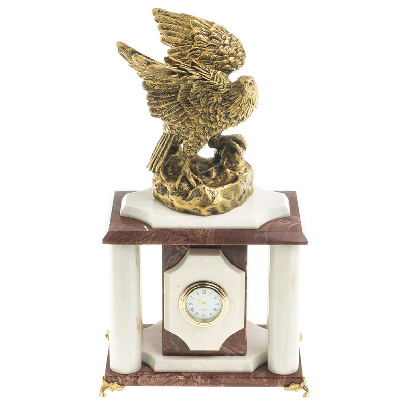 Часы настольные из натурального камня с декором в виде орла Eagle Stone Clock Коричневый Зеленый Бронза Бирюзовый Белый Часы настольные из натурального камня с декором в виде орла Eagle Stone Clock Коричневый Зеленый Бронза Бирюзовый Белый в Волгограде | Loft Concept