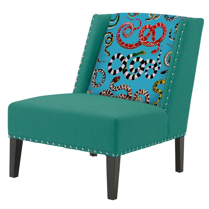 FUN Armchair Snakes Turquoise Дизайнерское кресло с цветным принтом Бирюзовый FUN Armchair Snakes Turquoise Дизайнерское кресло с цветным принтом Бирюзовый в Волгограде | Loft Concept