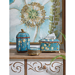 Салфетница прямоугольная голубого цвета с цветами и бабочками Blue Garden варинант исполнения - 2 | Loft Concept в Волгограде