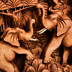 Панно из дерева пять слонов Panel With Animals варинант исполнения - 4 | Loft Concept в Волгограде