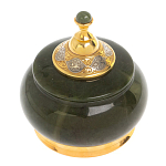 Икорница с крышкой с гравировкой из натурального камня Нефрит Decorative Cavair Dishes варинант исполнения - 4 | Loft Concept в Волгограде