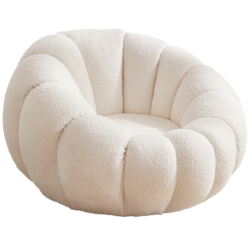 Круглое мягкое кресло с обивкой букле Harrett Boucle Armchair Молочный Круглое мягкое кресло с обивкой букле Harrett Boucle Armchair Молочный в Волгограде | Loft Concept