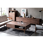 Кофейный стол из дерева с ящиком и нишей для хранения Coffee Walnut Table варинант исполнения - 2 | Loft Concept в Волгограде