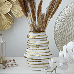 Ваза белая с рельефной поверхностью и золотыми полосами Vase Beehive варинант исполнения - 5 | Loft Concept в Волгограде