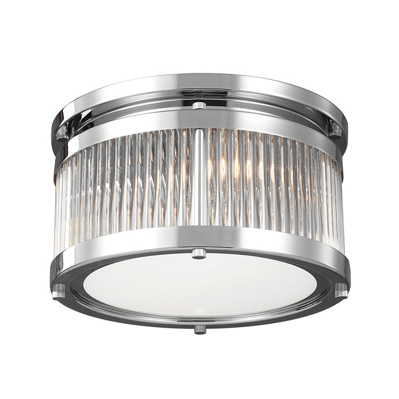 Потолочный светильник с цилиндрическим плафоном из рифленого прозрачного стекла Feiss Прозрачный Хром в Волгограде | Loft Concept 