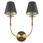 Бра с металлическим основанием бронзового цвета и 2-мя черными конусовидными абажурами Dignity варинант исполнения - 3 | Loft Concept в Волгограде