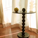 Дизайнерский журнальный стол с основанием в виде черных мраморных бусин Mybimus варинант исполнения - 1 | Loft Concept в Волгограде