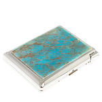 Портсигар на 20 сигарет с газовой зажигалкой из натурального камня Апатит Голубой Stone Cigarettes Cases варинант исполнения - 1 | Loft Concept в Волгограде