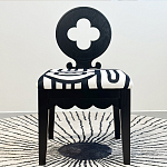 Дизайнерский стул с круглой деревянной спинкой Black and White Clover варинант исполнения - 2 | Loft Concept в Волгограде