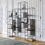 Стеллаж из металла и стекла Menzie Black Stripes Metal Rack варинант исполнения - 6 | Loft Concept в Волгограде