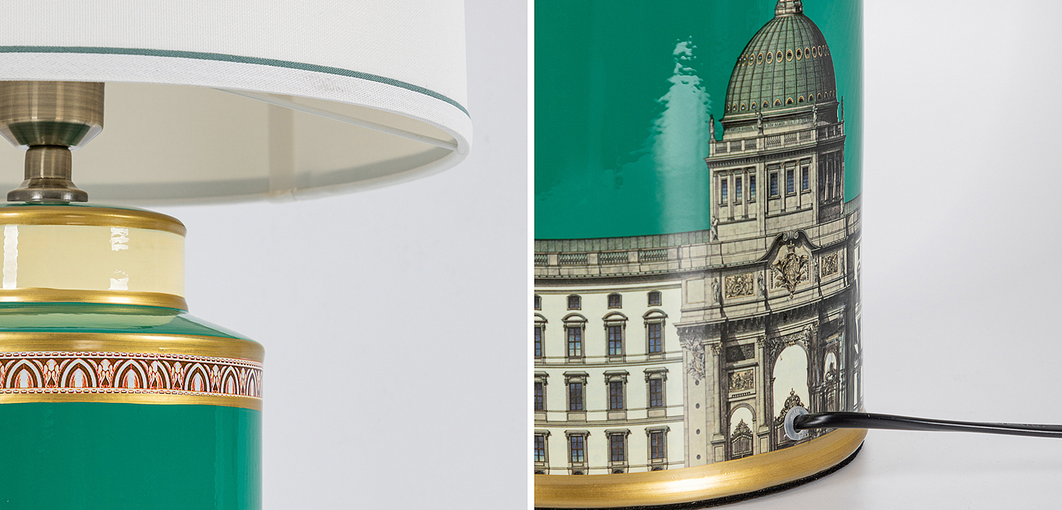 Настольная лампа Old Town Green Lampshade Настольная лампа Old Town Green Lampshade - Loft-Concept в Волгограде