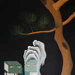 Обои ручная роспись The Art of Learning and Steps for the Flowers by Teo Yang Original colourway on Pitch dyed silk варинант исполнения - 2 | Loft Concept в Волгограде