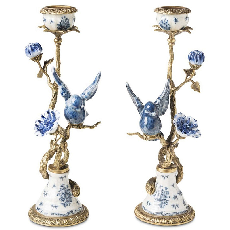Подсвечник Candleholder Birds Atlanta Set 2 Pcs Синий Бронза Белый Подсвечник Candleholder Birds Atlanta Set 2 Pcs Синий Бронза Белый в Волгограде | Loft Concept