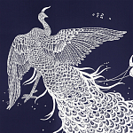 Обои ручная роспись в стиле Арт-деко Whistler Peacocks Special Colourway on Empire Blue dyed silk варинант исполнения - 1 | Loft Concept в Волгограде