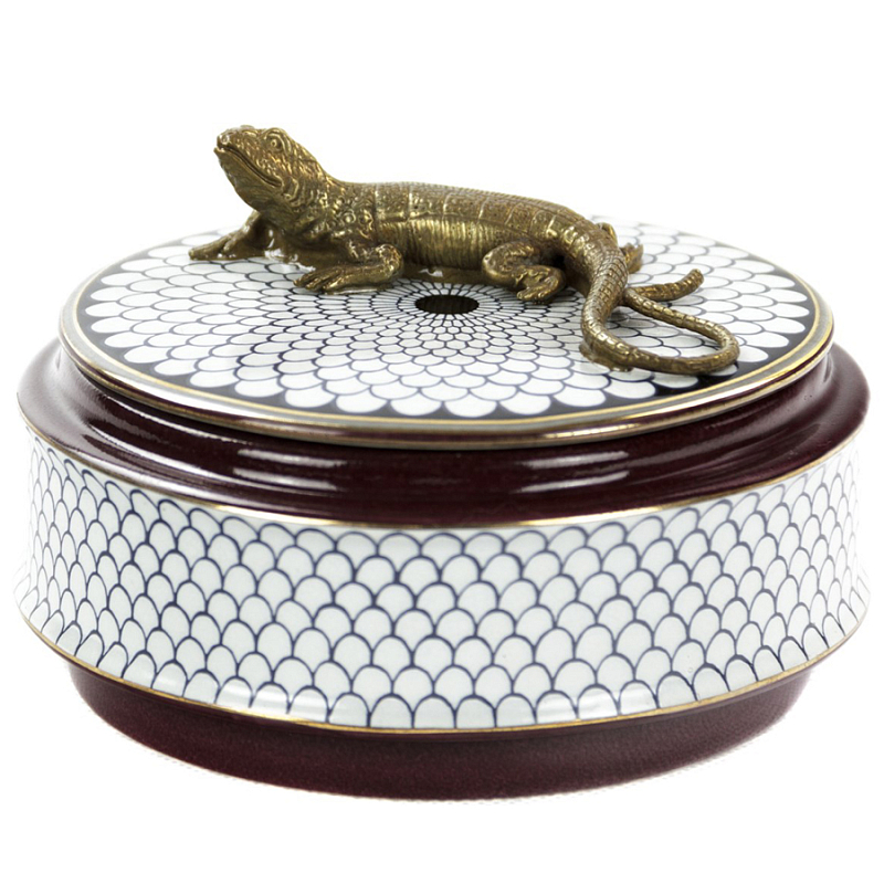 Шкатулка Box Bronze Lizard Белый Бронза Коричневый Шкатулка Box Bronze Lizard Белый Бронза Коричневый в Волгограде | Loft Concept
