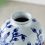 Ваза с бело-синей росписью и изображением цветов Blue & White Ornament варинант исполнения - 3 | Loft Concept в Волгограде